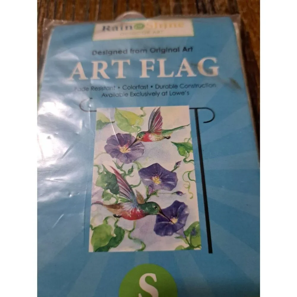 New Rain or Shine Outdoor Art Small Garden Flag Hummingbird Flowers 12.5